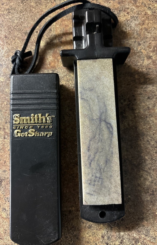 Smith's -  4” Whetstone with Keeper - Get Sharp Stone Knife Sharpener Portable