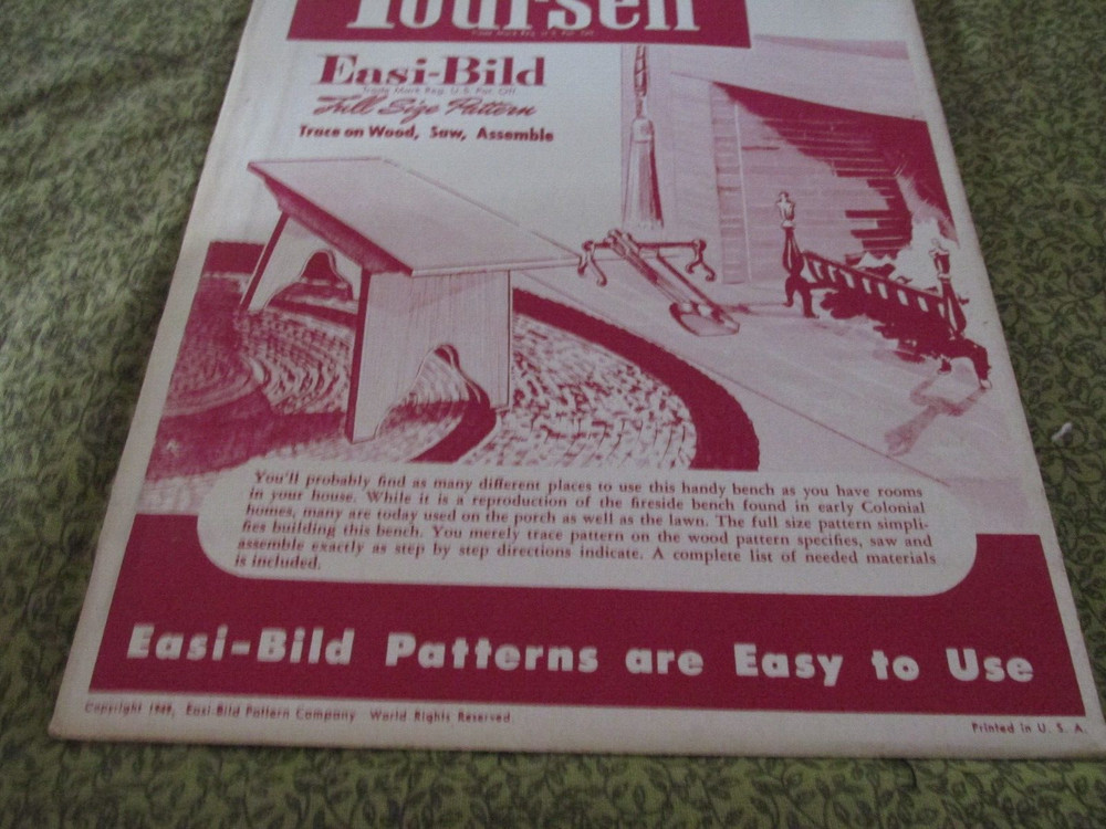 Easi-Bild Build It Yourself PATTERN COMPLETE NO. 23 Fire side bench rustic