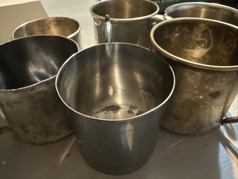 6 Silver Plated Baby Cups As Is