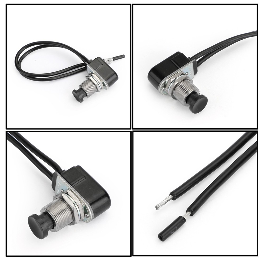 🔥1x Normally Open Momentary Self-resetting Push Button Reset Switch w/Wire BLK