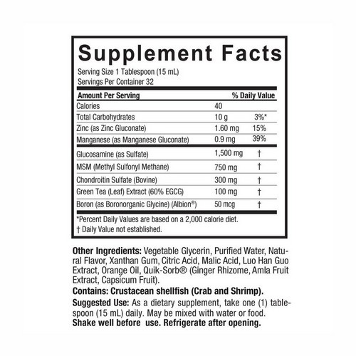 Liquid Glucosamine Chondroitin Orange 16 Oz