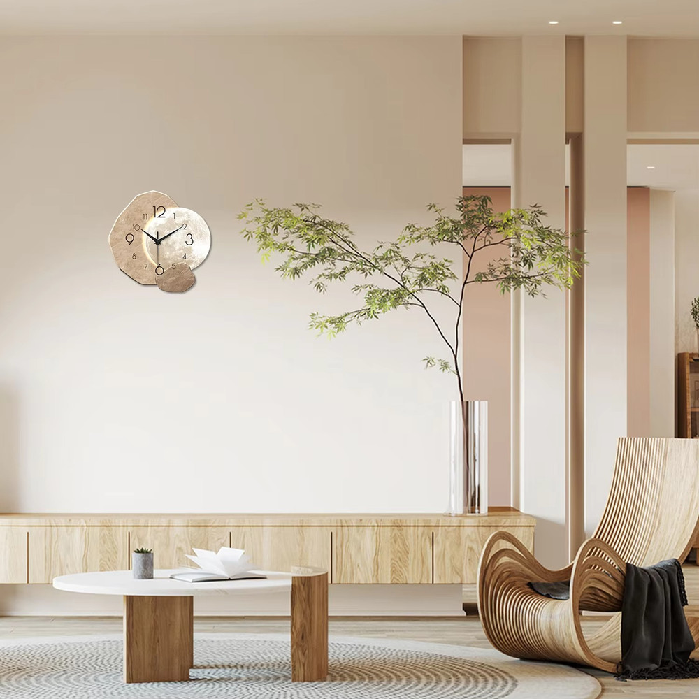 Quartz Wooden Moon Wall Clock