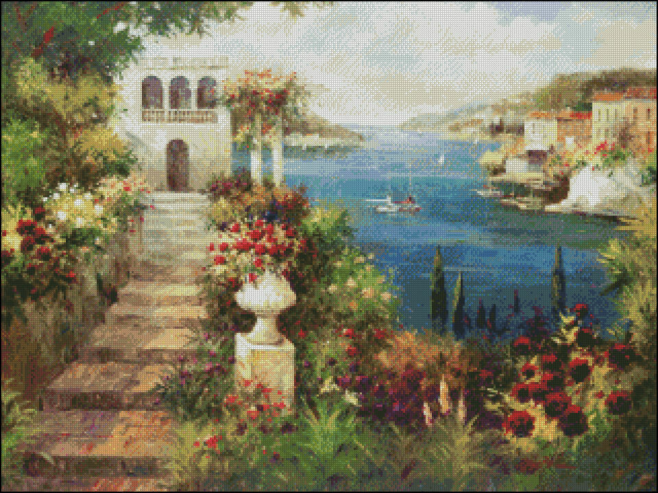 Chart Needlework DIY - Counted Cross Stitch Patterns - Seaside Garden