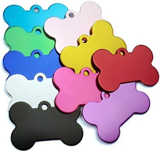 20 Pcs Vibrant Bone Shaped Pet ID Tags – Double-Sided, Engravable Aluminum