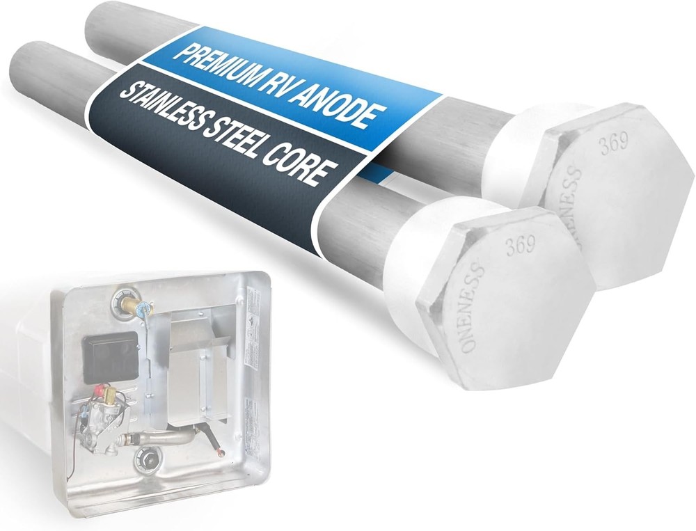 RV Water Heater Anode Rod - 2-Pack, 2 Years 9.25" L x 3/4" NPT, Silver