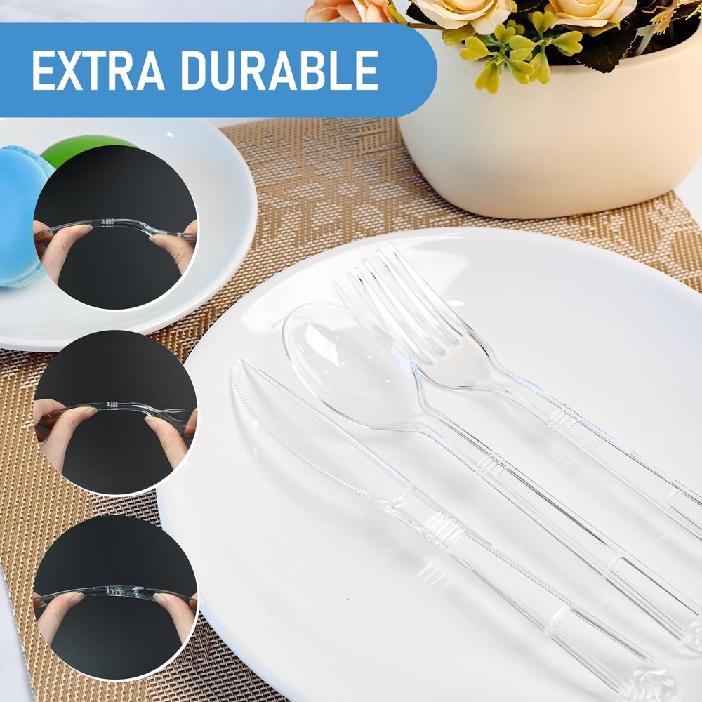 EcoDispose 72 Pcs Extra Heavy Duty Plastic Silverware Set, Disposable Utensil...