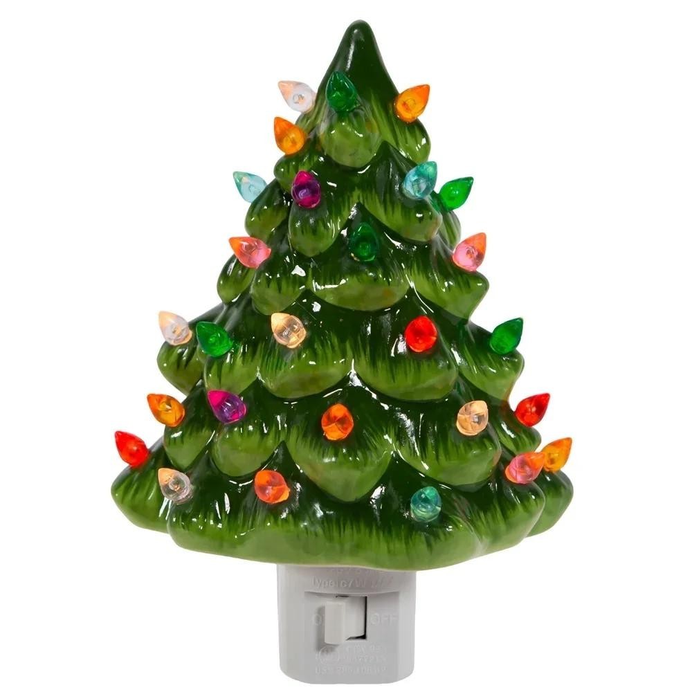 Kurt Adler Ceramic Christmas Tree Night Light 6.5"