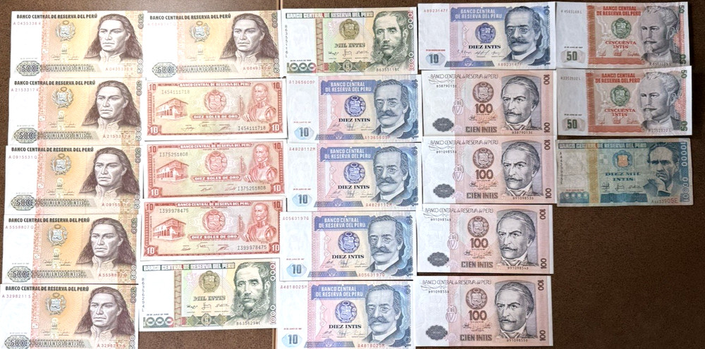 Peru 20 Notes Collectors Lot VF-UNC