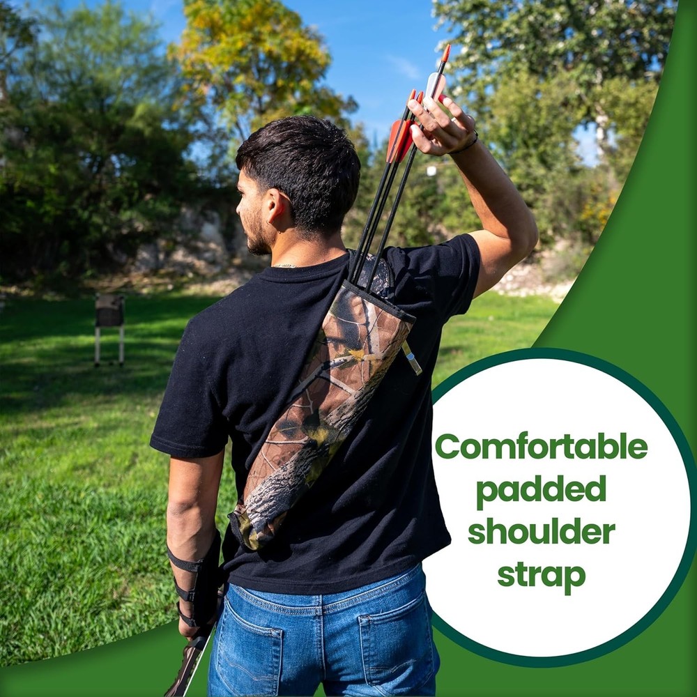 Adjustable Archery Back Quiver Holder - Camo Shoulder Strap