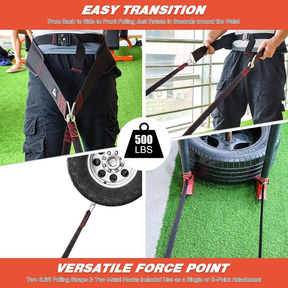 Sled Pulling Belt - Adjustable Resistance Training, Full-Body Power