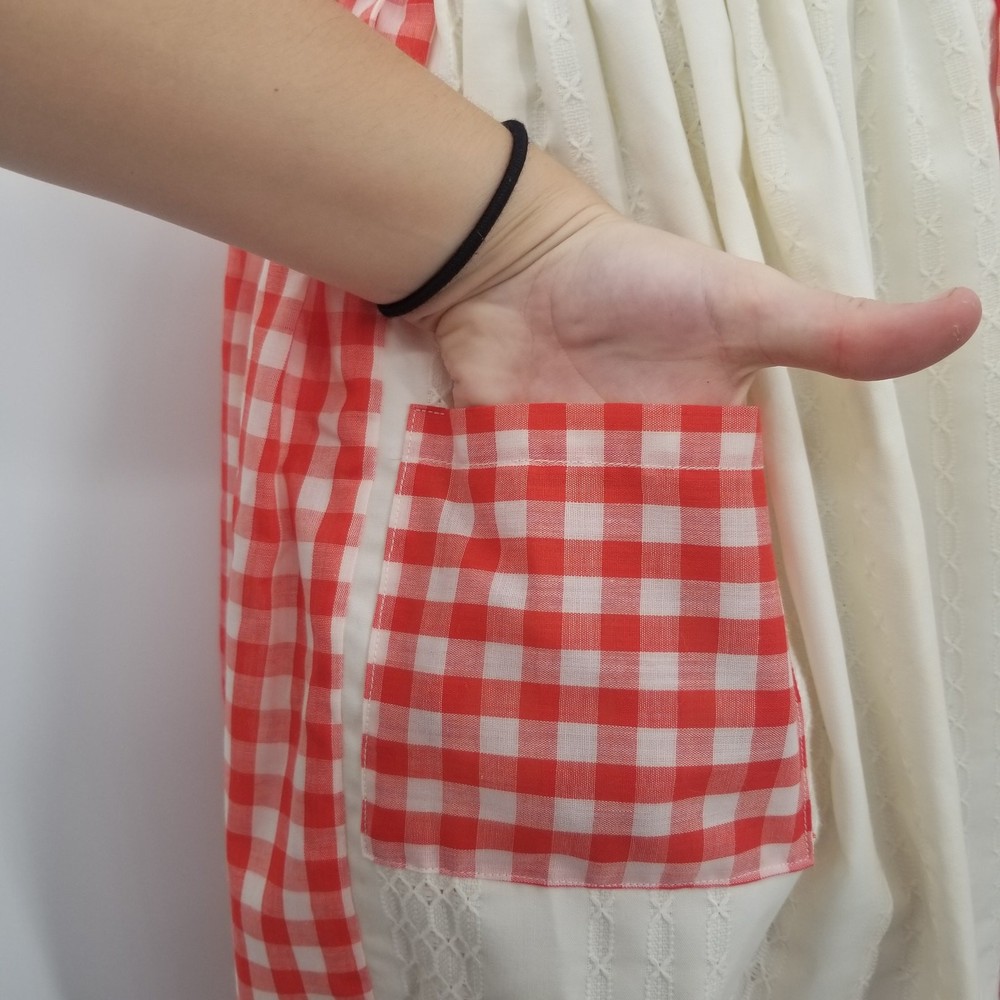 Vintage 1950's Gingham Red Check Apron with Pockets