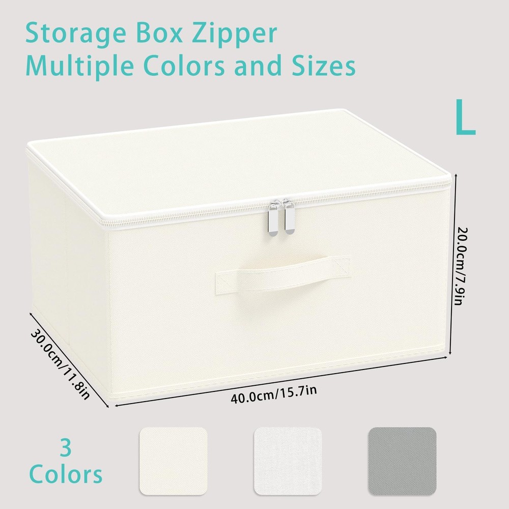 Storage Bins with Zipper, Cube Organizer Basket with Lid, Collapsible Stackab...