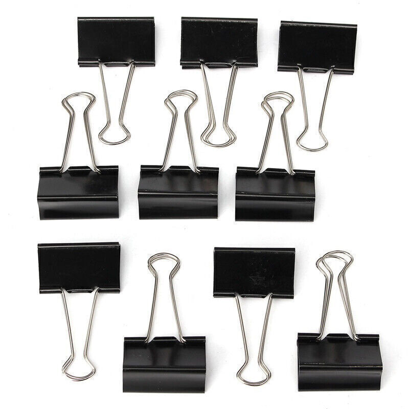 12pcs 51mm Black Foldback Binder Clips Office Clips Binder Grip Clips