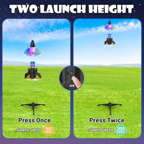 Rocket Launcher for Kids, 200 ft Self Launching Motorized Rocket Toy Orange