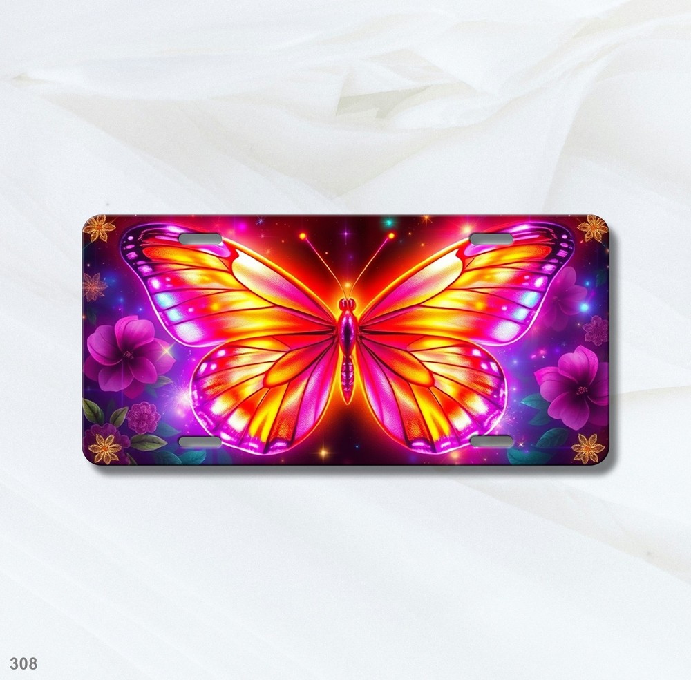 Fantasy Butterfly License Plate Auto Tag Custom Text Available Bright Butterfly