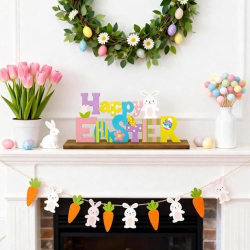 Easter Decorations for Home, Metal Easter Decorations for Table, Indoor Happy
