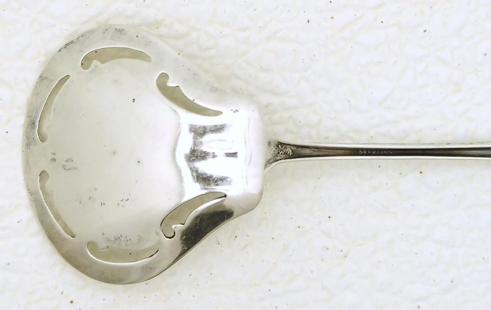Pierced Silver Serving Straining Spoon Marked Weidlich circa 1920 No Monogram