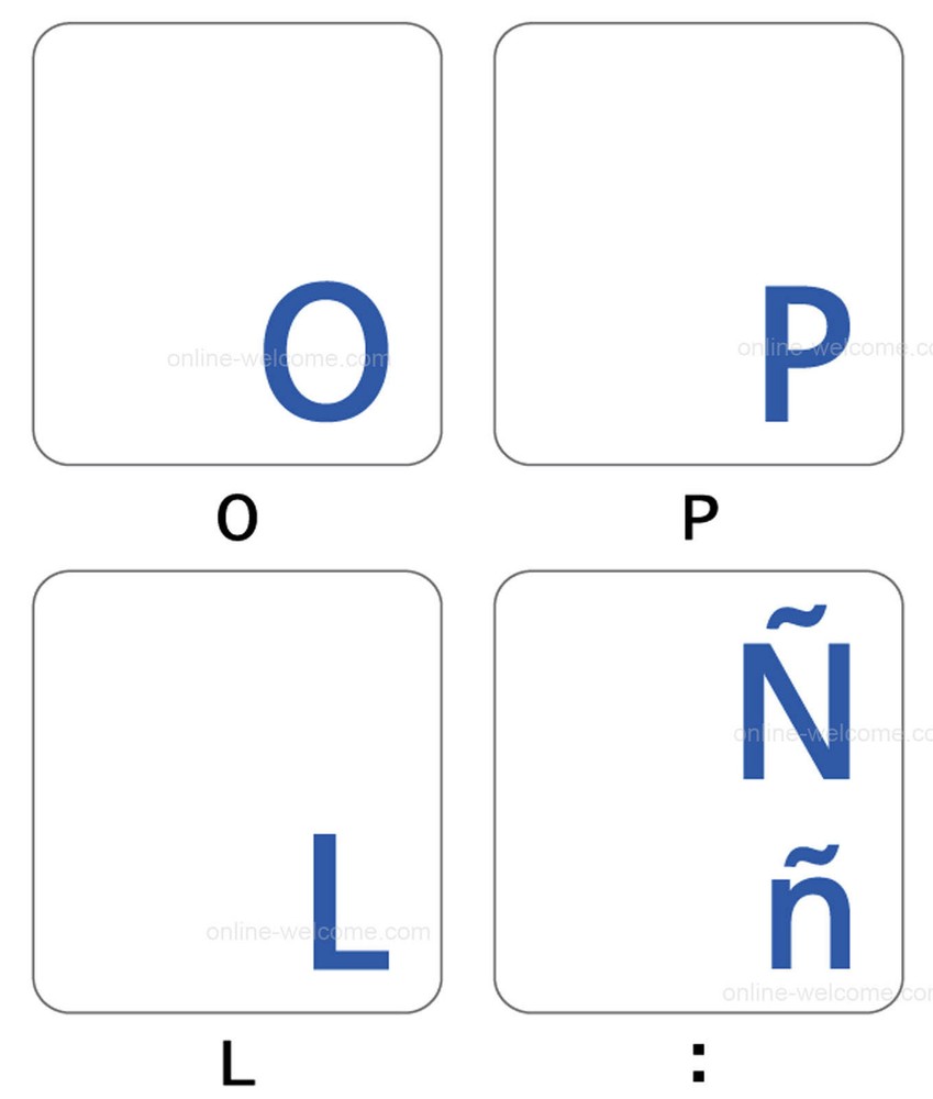 spanish latin american keyboard sticker blue letters