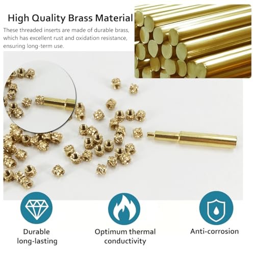 130Pcs Threaded Inserts Heat Set Inserts Kit M3x4x5 Brass (130pcs) M3x4x5