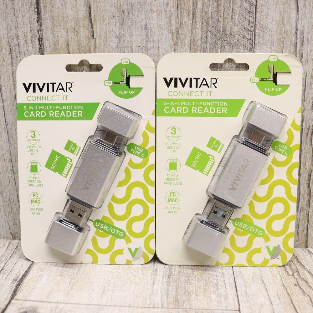 Vivitar Card Reader -2 Pk- 5-1 Multi Function 3 Interfaces PC/MAC SD Plug n Play