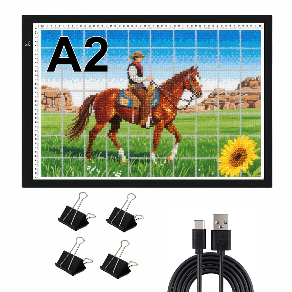 A2 Extra Large Tracing LED Light Pad for Diamond Art, Premium, Black