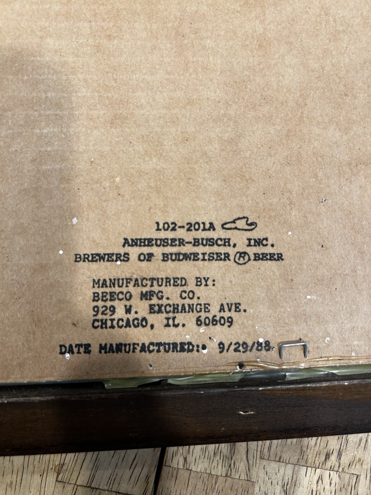 anheuser busch framed mirror 1988