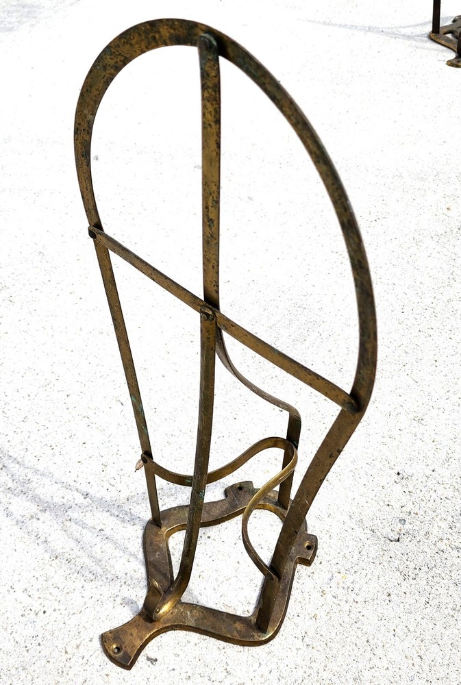 English Horse Saddle Wall Rack Solid Brass Vintage