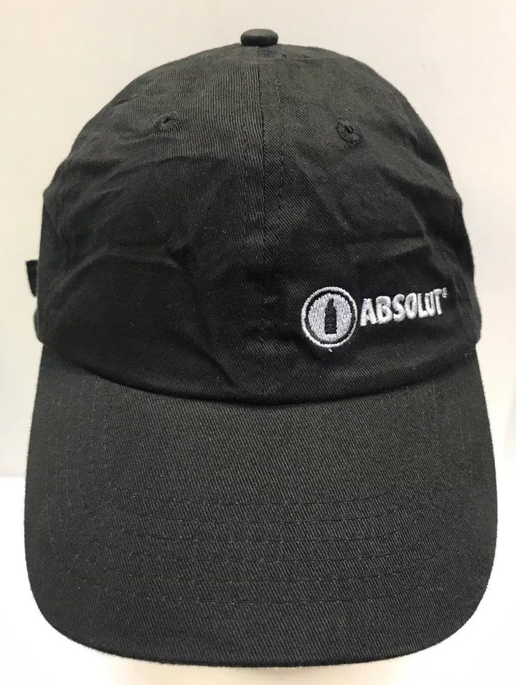 Absolut Vodka Men OSFA Baseball Cap StrapBack Hat Black Logo