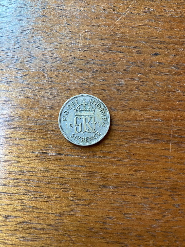 1938 Great Britain Silver 6 Pence Coin