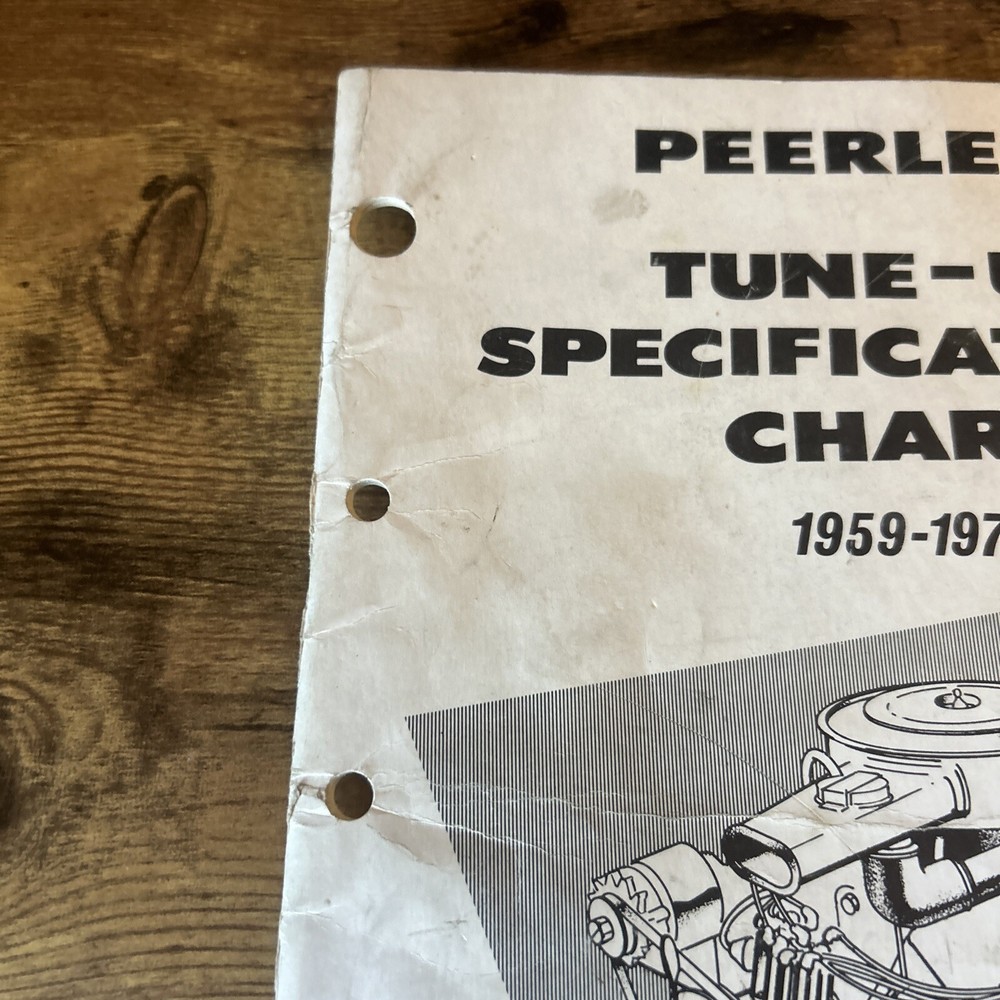 Vintage 1959 - 1971 Peerless Tune Up Specifications Chart Auto Engine Manual