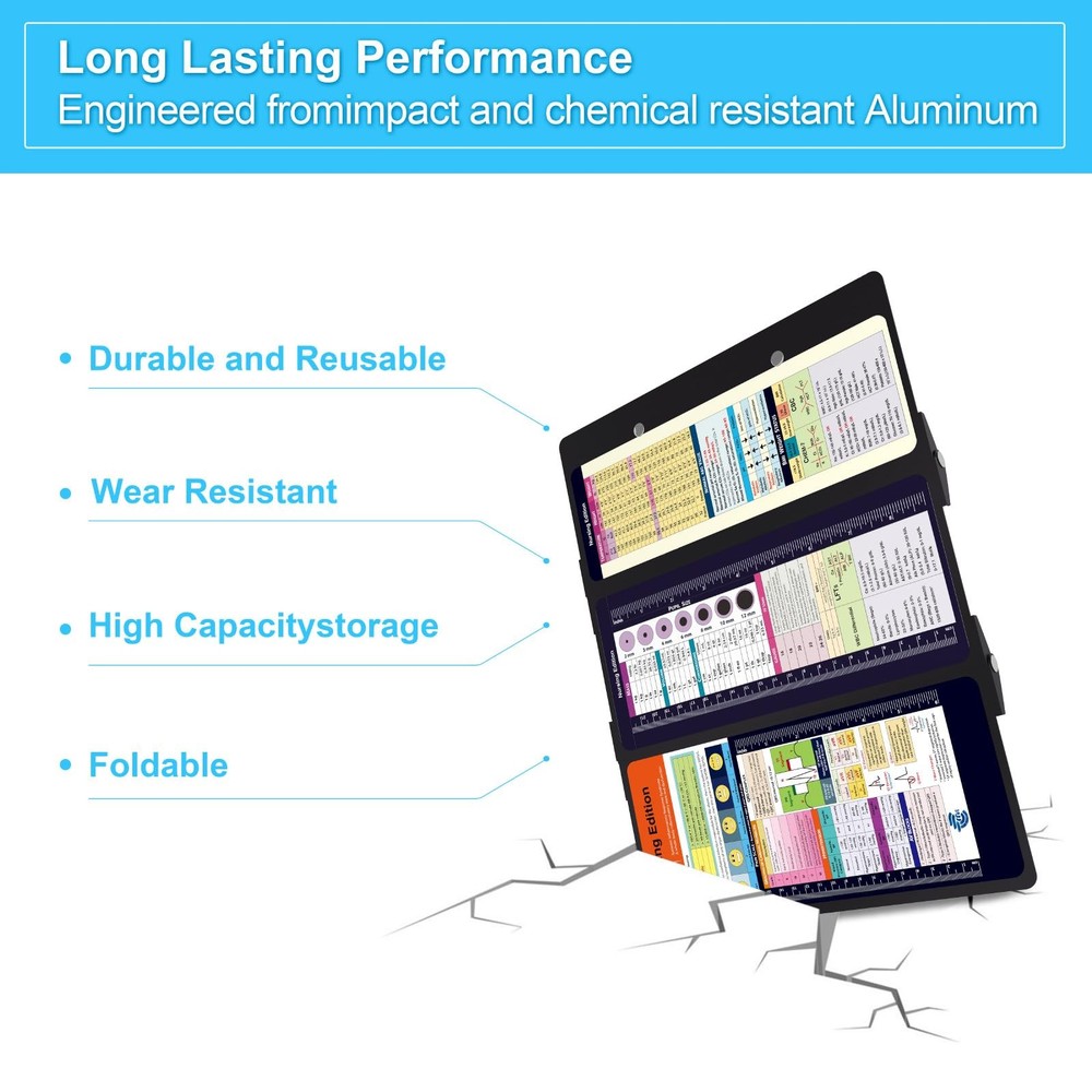 Nursing Clipboard Foldable Pocket Size-Nursing Edition Cheat Sheets Aluminum