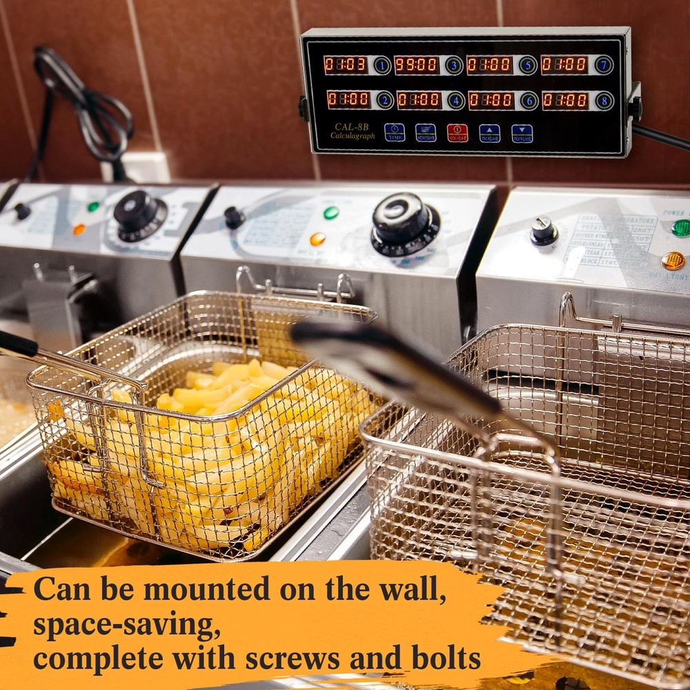 1 Pack Commercial 8 Channel Digital Kitchen Timer, Multi-Countdown Timer with...