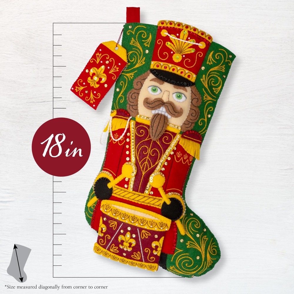 Bucilla, Felt Applique 18" Stocking Making Kit, Nutcracker Noel, Perfect for ...