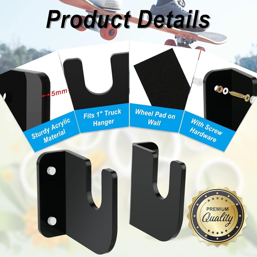 Cosmos Acrylic Skateboard Wall Mount One Size, Solid Black