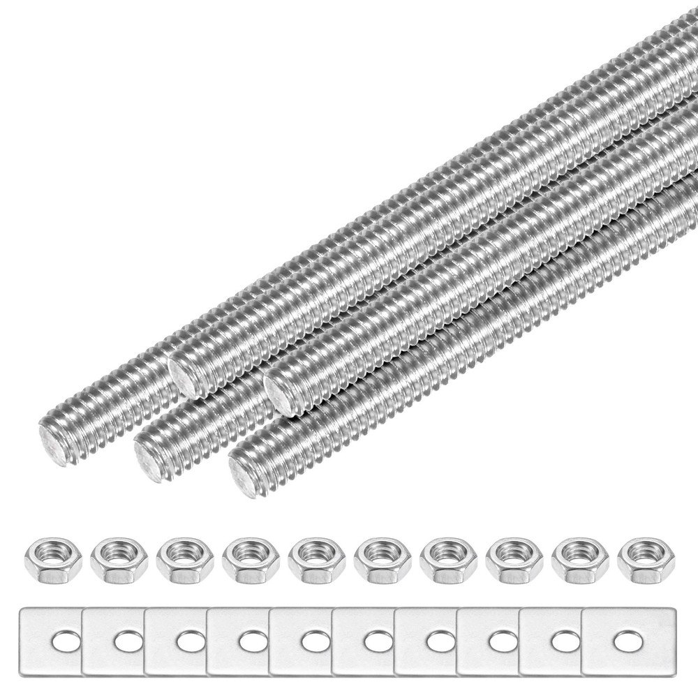 5-Set Fully Threaded Rod, M4x80mm Right Hand Thread Bar Studs with Nuts