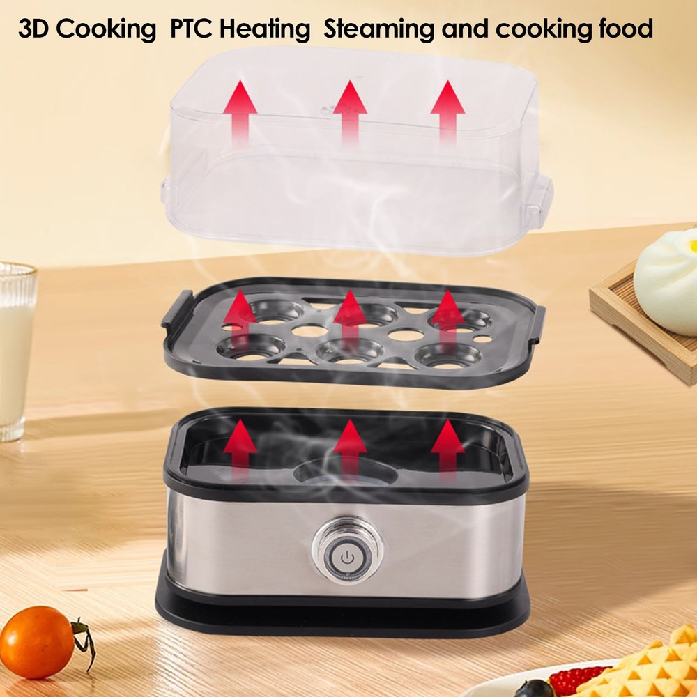 3-Egg Cooker Electric 6 Eggs Soft Medium Hard Boiled Poached Egg Maker