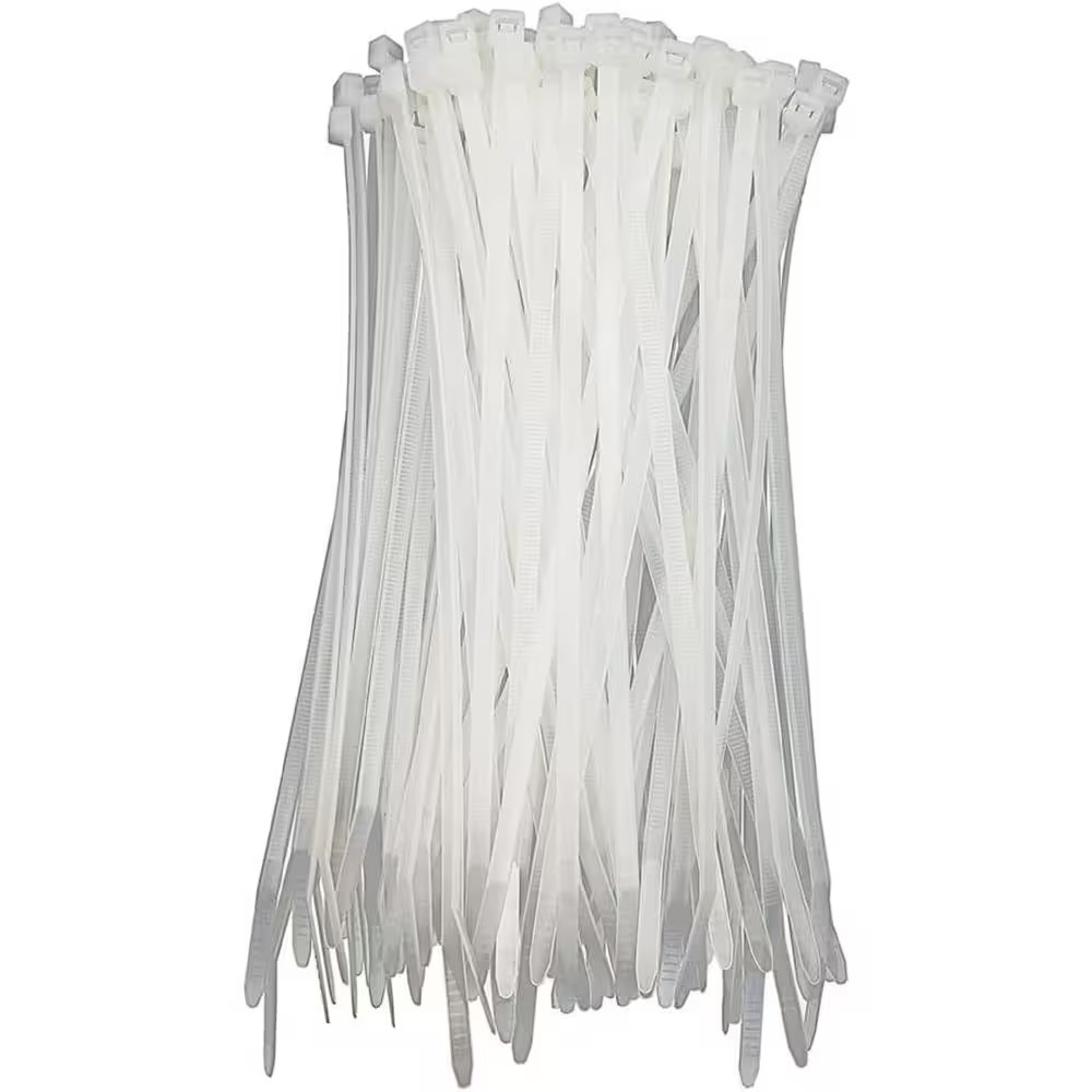 8 In. Cable Zip Tie 40 Lbs. Multi-Purpose Self-Locking Clear (1000-Pack)
