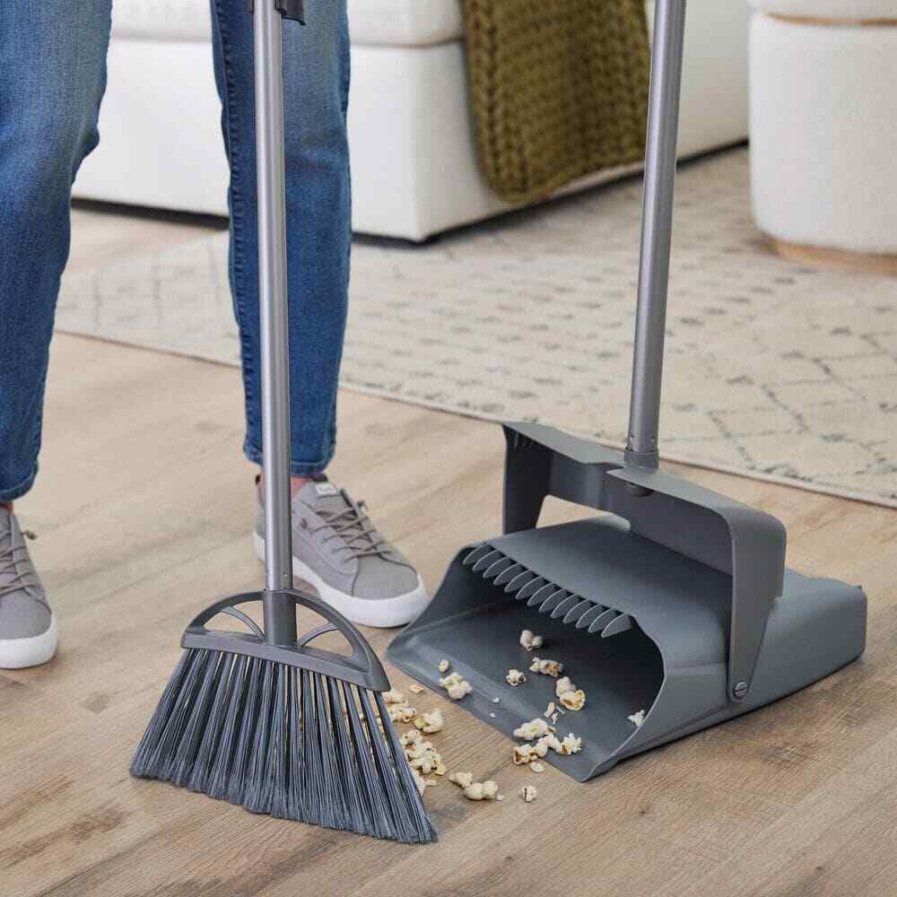 Long Handle Broom and Dust Pan Set - Easy Clean Up