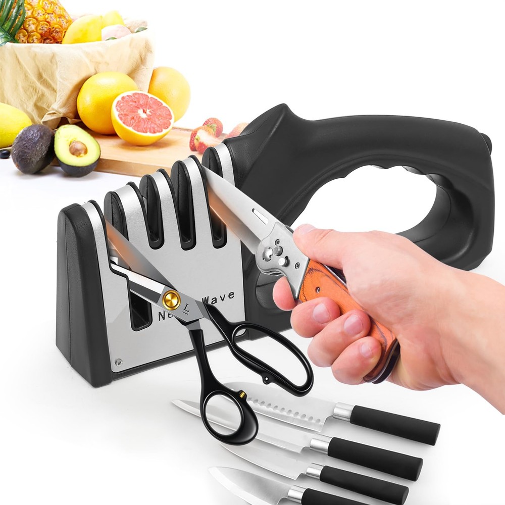 4-In-1 Kitchen Knife Sharpener, Multi-Functional Knife Sharpening Kit, Stylis...