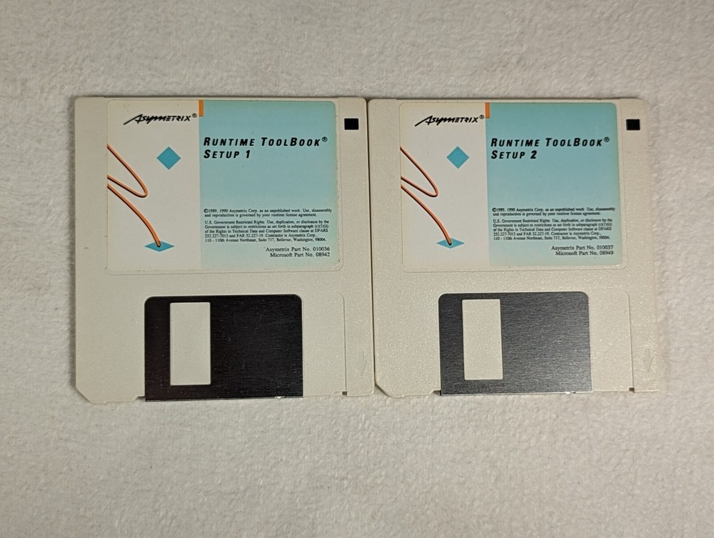 Vintage 1990 Asymetrix Runtime ToolBook PC Program 3.5" Floppy Disks