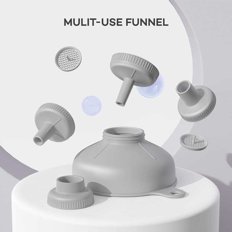 Versatile Wide Mouth Funnel Set with 5 Sizes & 2 Strainers for Kitchen Mastery