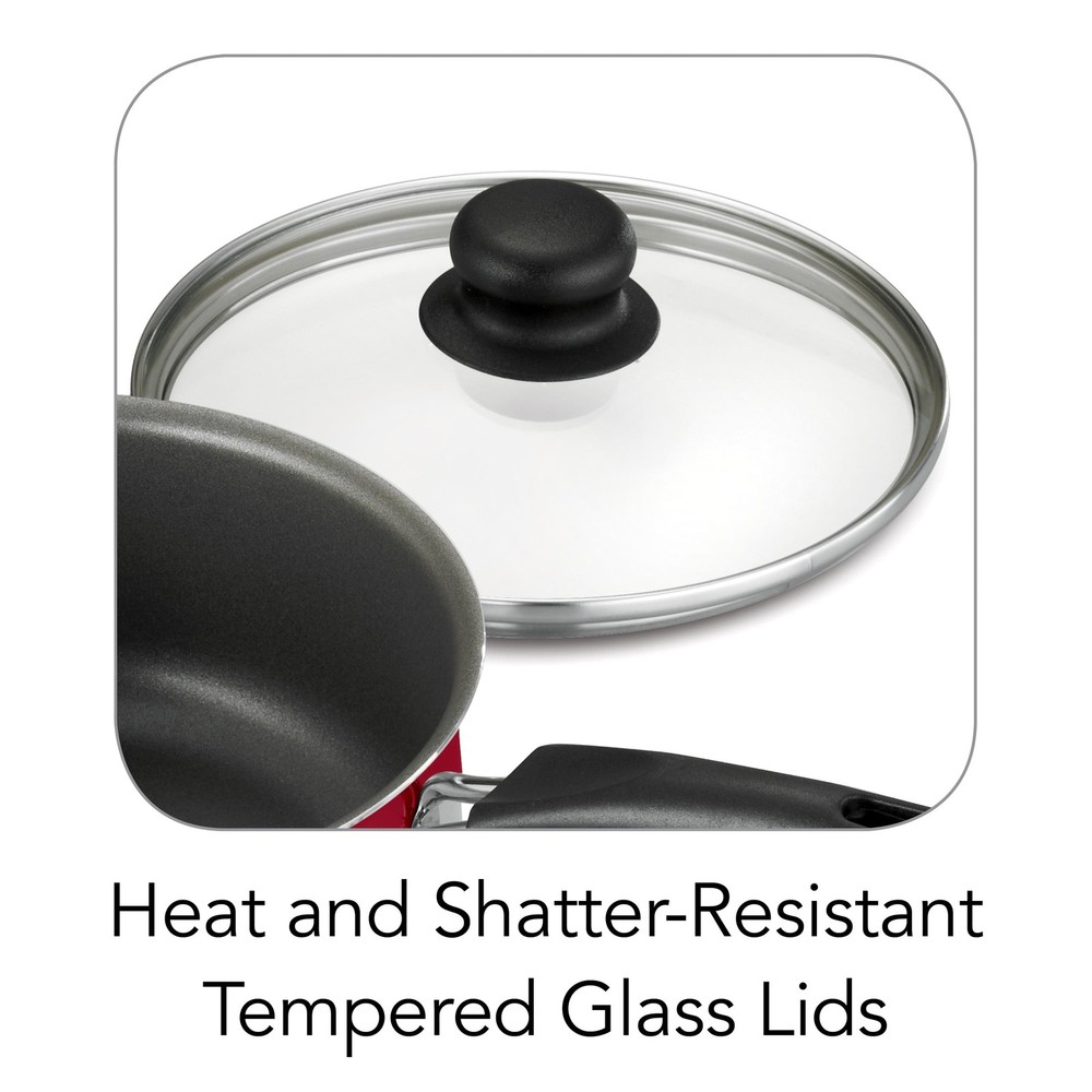 9-Piece Non-stick Cookware Set Stackable Riveted Handles for Everyday Cooking