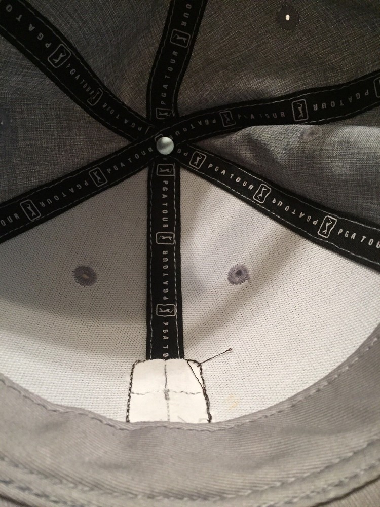 PGA Tour Hat Golf Ball Cap Grey Tan EUC