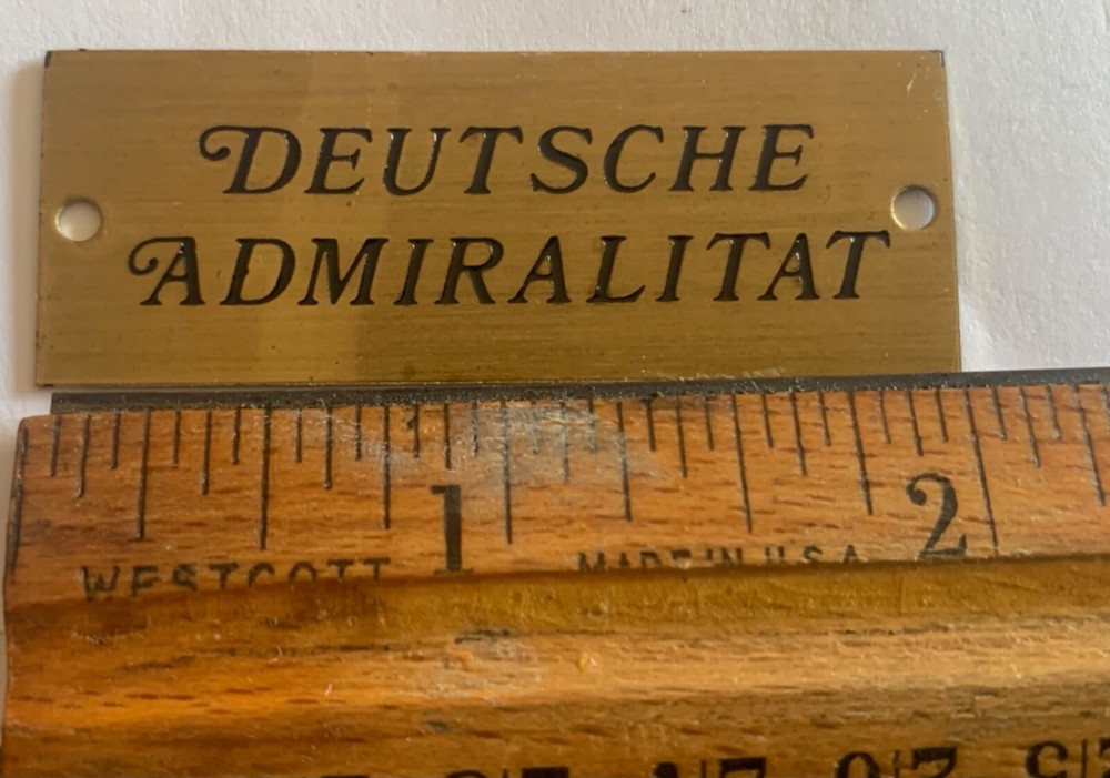 DEUTSCHE ADMIRALITAT SHIP LINER BRASS PROPERTY IDENTIFICATION TAG 3/4” X 2”