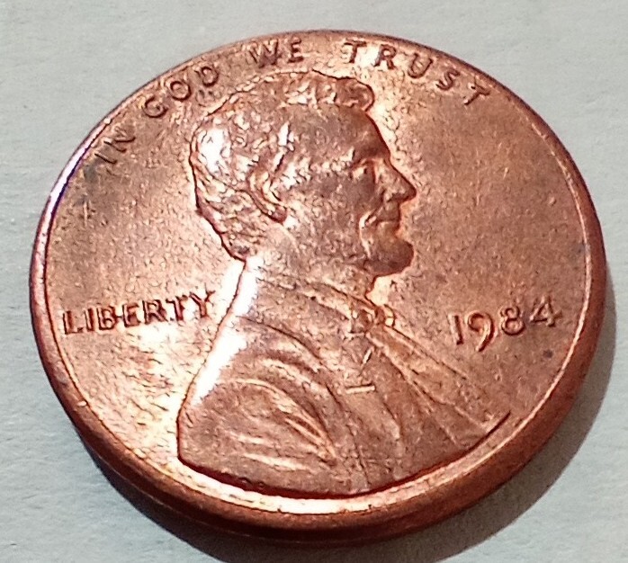 One Cent 1984 Coin MAD Misaligned Die Obverse Error Grease Strike Reverse