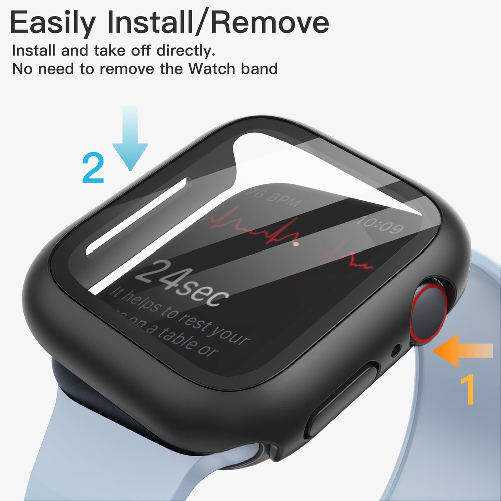 JETech Case with Screen Protector for Apple Watch Series 9 8 7 45mm, 2 Pack