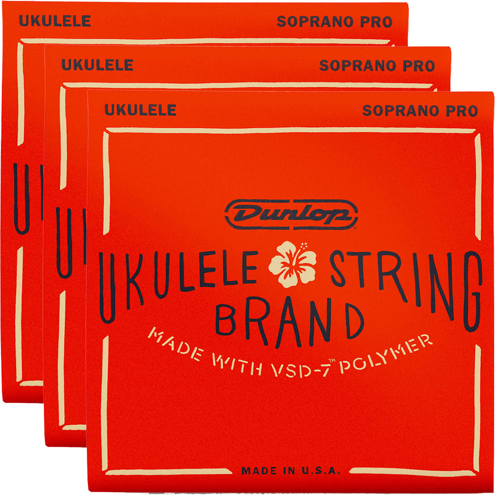 3-Pack Dunlop DUQ301 VSD-7 Soprano Pro Ukulele Strings 4-String Set .023-.026
