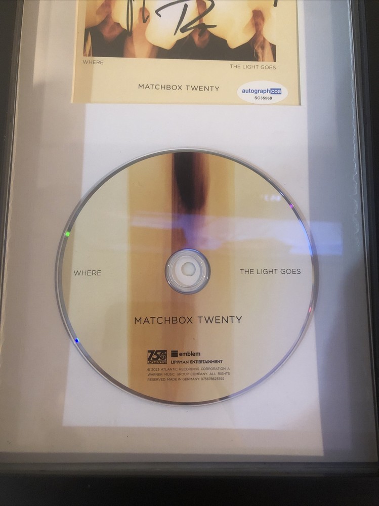 MATCHBOX TWENTY SIGNED AUTOGRAPH FRAMED CD DISPLAY ACOA WHERE THE LIGHT GOES