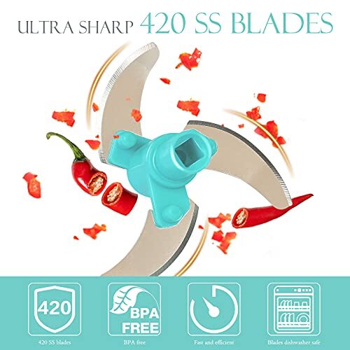 Manual Food Processor Vegetable Chopper, 2 Cup, Blue