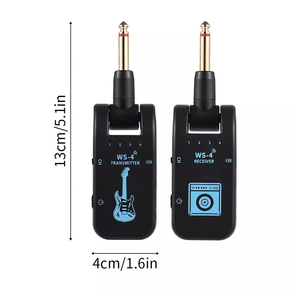 8 Channels 2.4G Wireless Guitar System Rechargeable Transmitter Receiver